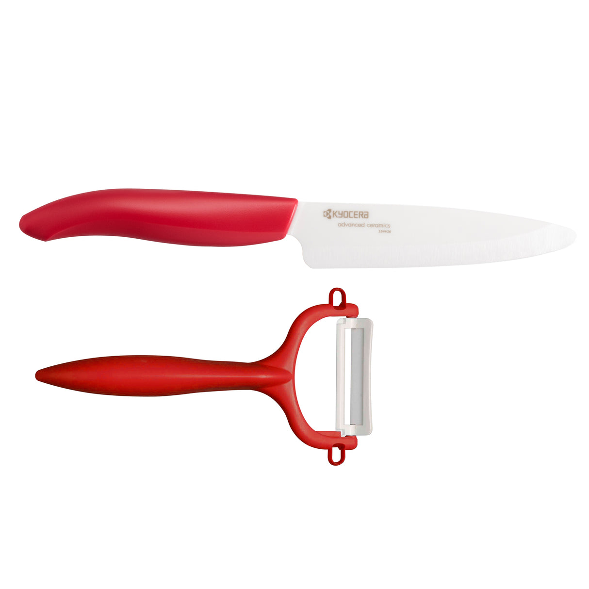 Starter Set RED: Obst-und Gemüsemesser mit Schäler, Klinge: 11 cm