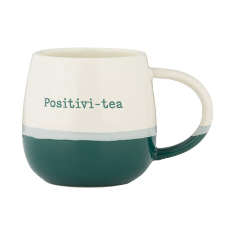 Tasse mit Spruch "Positivi-Tea", Steingut, 340 ml