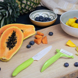 Starter Set GREEN: Obst-und Gemüsemesser mit Schäler, Klinge: 11 cm